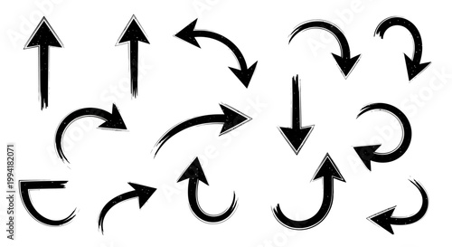 Collection of black curved arrows.