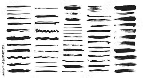 Various black ink brush strokes.