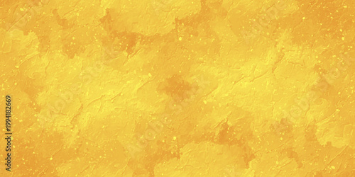 A worn vintage yellow wall texture with a grungy aged paper pattern and antique parchment orange tones creates a blank abstract backdrop of textured art on an ancient canvas