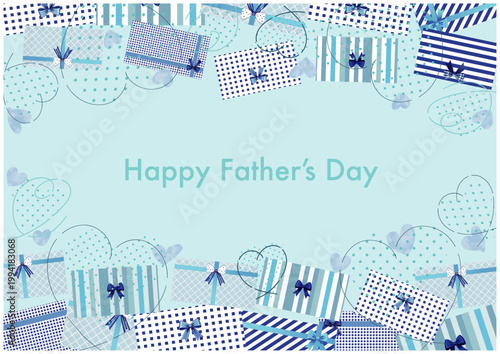 Father's Day Gift Boxes, Various Frames, Blue　父の日のギフトボックス色々のフレームバック青