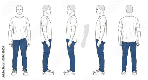 Man in white shirt and jeans.