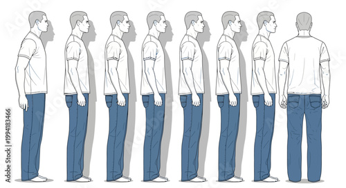 Man in various poses and views.