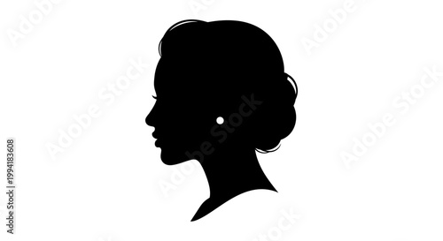 Silhouette of a womans head.