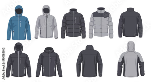 Variety of modern hooded jackets.