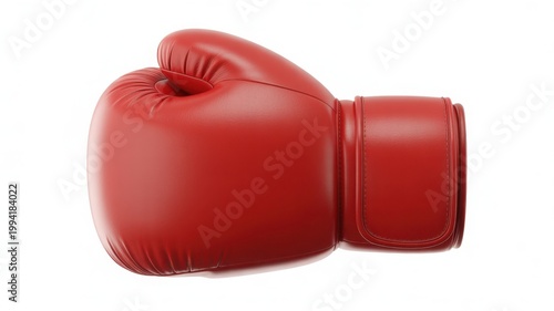 Single red boxing glove isolated on white background