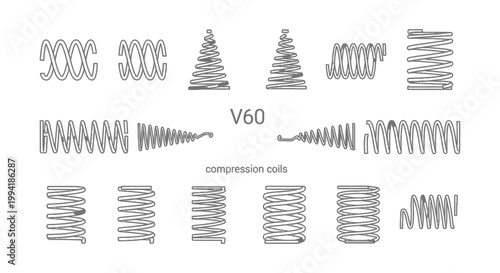 various types of schematic line art compression coil springs v60 springs
