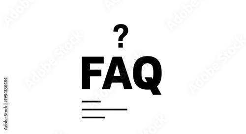 FAQ text with question mark icon, frequently asked questions vector illustration.