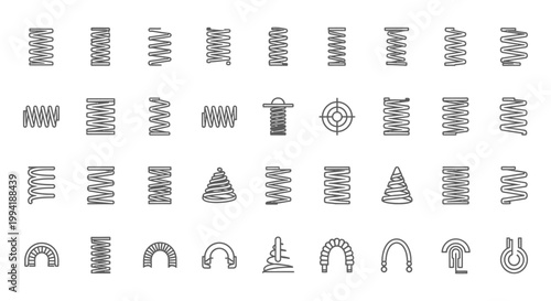 collection of different spring coil designs linear conical and arched shapes