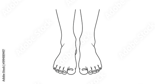 Photos Minimalist line drawing depicting a pair of bare human feet from a low angle pre