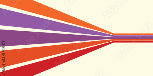 Abstract colorful 70s background vector. Vintage retro wallpaper with rainbow stripes and wavy lines. A 1970 color illustration suitable for posters, banners, decorative items and wall art.