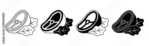 Fresh meat cut icon set with raw lamb and beef for Eid al Adha sacrifice food theme minimal