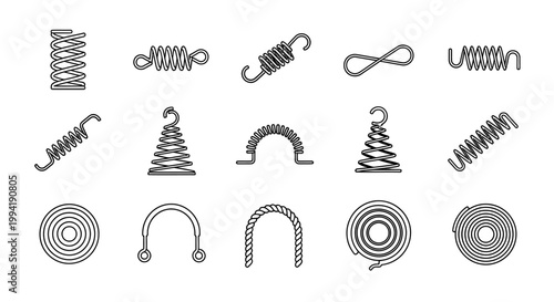 collection of various types of line art springs and coils