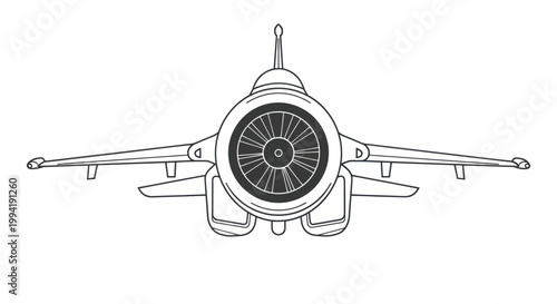 Modern Jet Fighter Rear View Illustration.