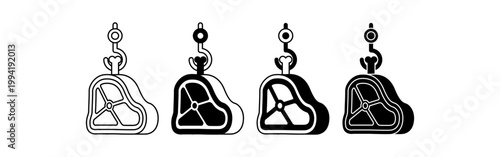 Hanging meat cut icon set for Eid al Adha butchery and processing concept minimal