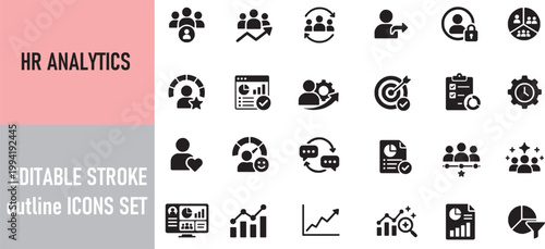 HR Analytics Metrics Icons Se...