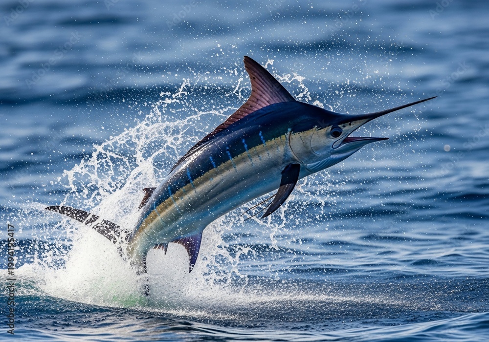 Fototapeta premium Ocean's Fury: A Sapphire Jolt