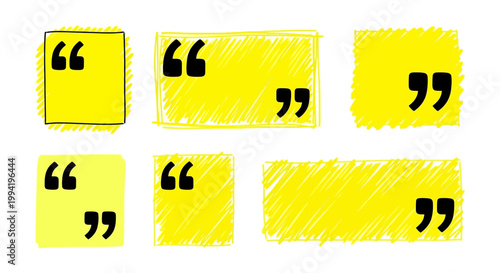 hand-drawn yellow marker quote boxes and speech bubbles offer a creative highlight frame for important text and messages.