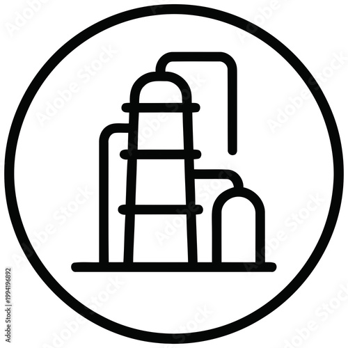 Tableau sur toile Outline Simple Refinery Processing Plant Industrial Icon with Circle Shape