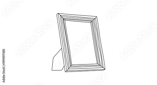 Blank Picture Frame with Stand, Isolated on White Background, Mockup for Photo or Art Display