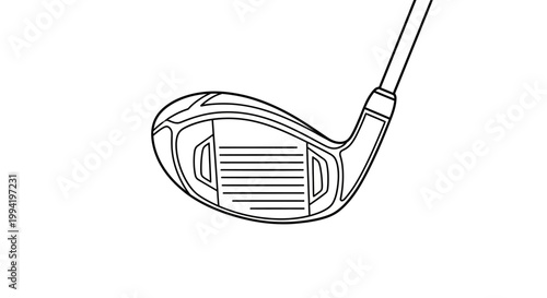 Golf Club Hybrid Head Line Art Drawing Illustration