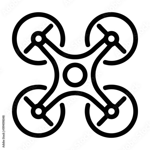 Simple Outline Flying Drone Silhouette Modern Transportation Technology Icon