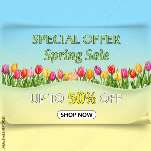 Special Offer Spring Sale Up to 50 Off with Tulips.