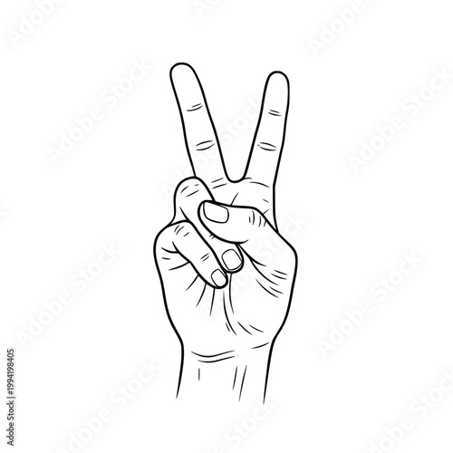 Peace sign vector illustration of hand making V gesture