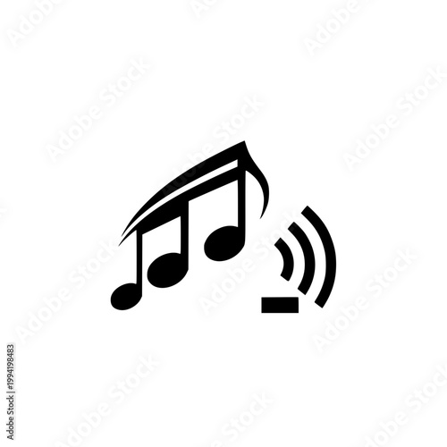 Vector illustration of musical notes with wireless signal