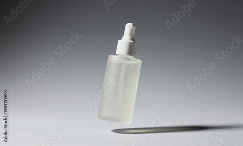 Floating cosmetic bottle with soft shadow on gradient background  Generative AI
