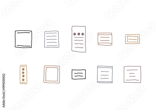 色々なラベルのシンプルな手描きイラストセット（アンティーク）