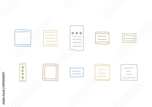 色々なラベルのシンプルな手描きイラストセット（ナチュラル）