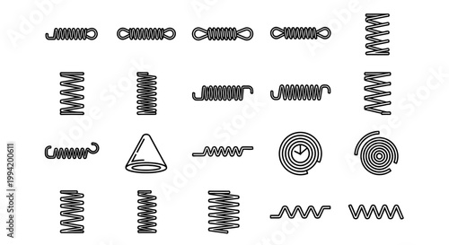 collection of different types of springs metal coils and spring mechanisms