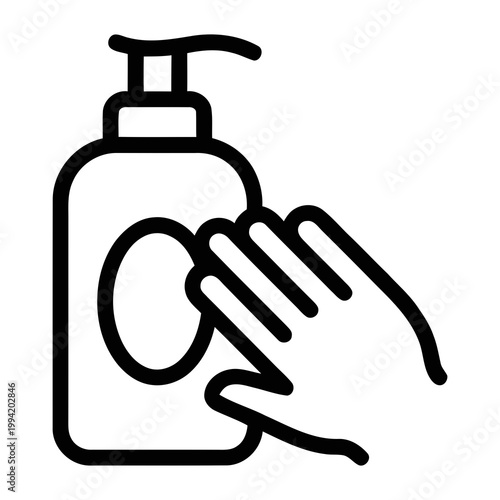 Simple Lineart Hand Using Sanitizer Dispenser Illustration Icon Design