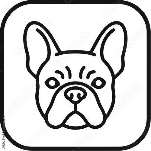 Minimalist Outline Square Rounded French Bulldog Head Breed Icon