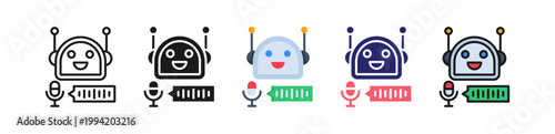 Voice Bot Multiple Style Icon Set Collection. 
