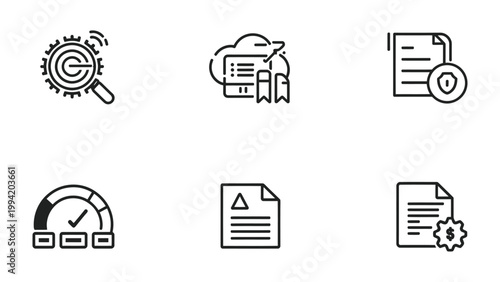 Technology Icons Collection: A curated set of tech-themed icons, artfully designed, offering versatile symbols for digital projects, websites, and presentations. 