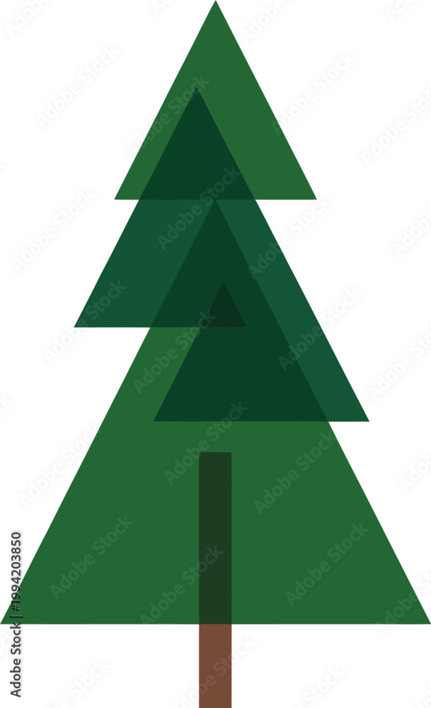 Obraz premium Minimalist of a layered green pine tree evergreen conifer