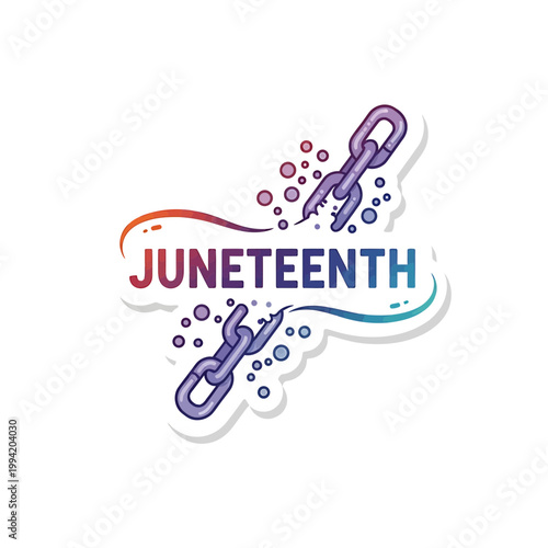 Juneteenth Vector Graphic of Broken Chains Symbolizing Freedom