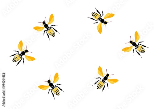 Stylized Bees Vector Illustration Design