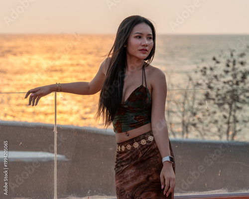 Pretty Thai Girl at Beach in Thailand