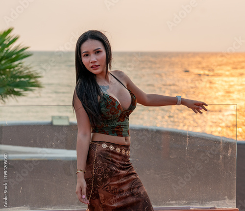 Pretty Thai Girl at Beach in Thailand