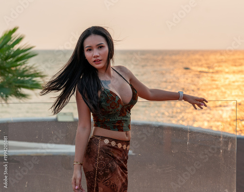 Pretty Thai Girl at Beach in Thailand