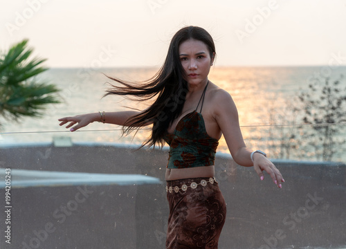 Pretty Thai Girl at Beach in Thailand