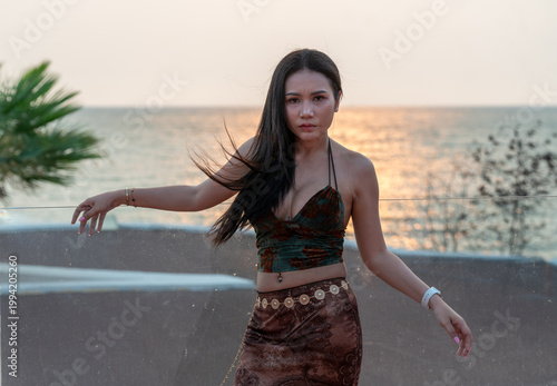 Pretty Thai Girl at Beach in Thailand