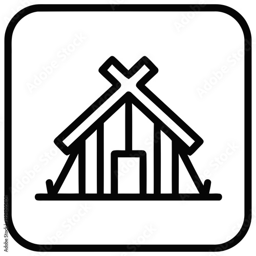 Simple Line Art Indigenous Tent Building Dwelling Structure Icon
