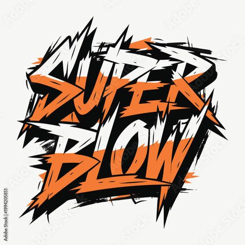 Bold Outline Graffiti Lettering with Grunge Brush Texture and Spray Paint Style