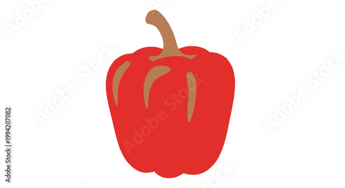 Vibrant Red Bell Pepper Isolated on White Background - Fresh Vegetable Illustration