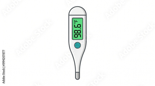 Flat icon illustration of a modern digital clinical thermometer