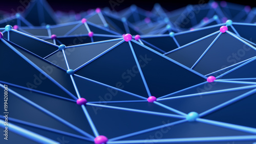 Technology Network Background in blue and pink dots