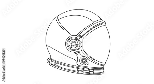 Astronaut Helmet Line Art Illustration